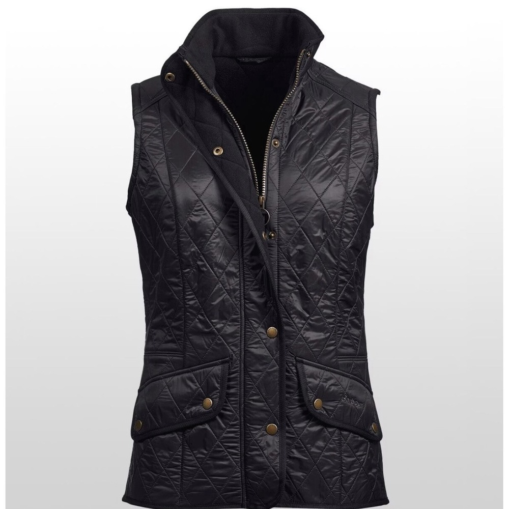 Barbour Cavalry Quilted Vest Black Gilet US Womens Size 12 UK 16 Diamond Quilt